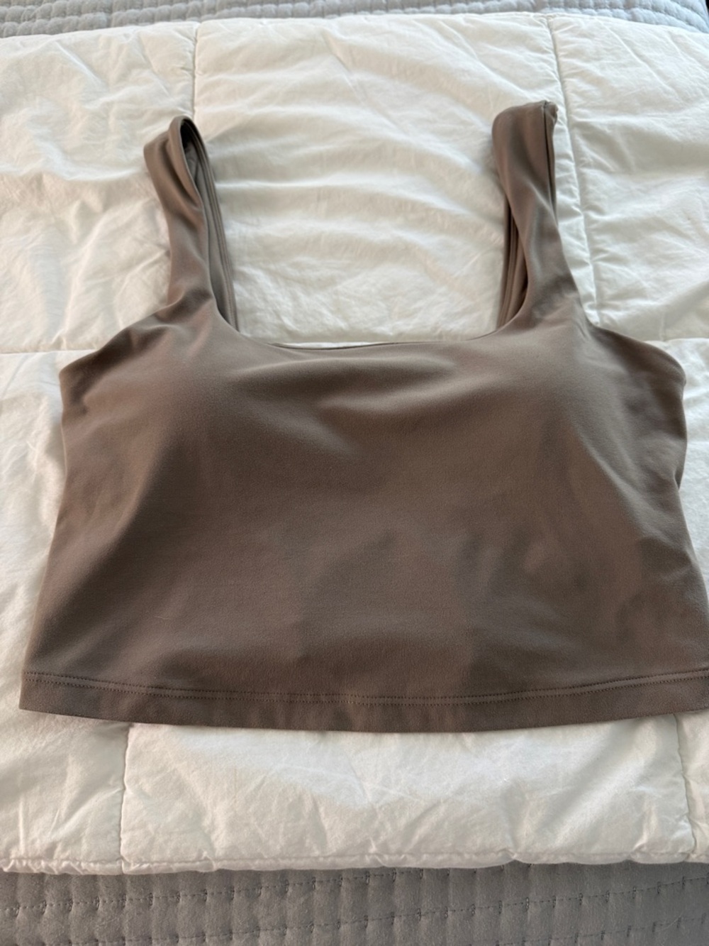 Athleta Square Neck Cropped Tank Top in Taupe